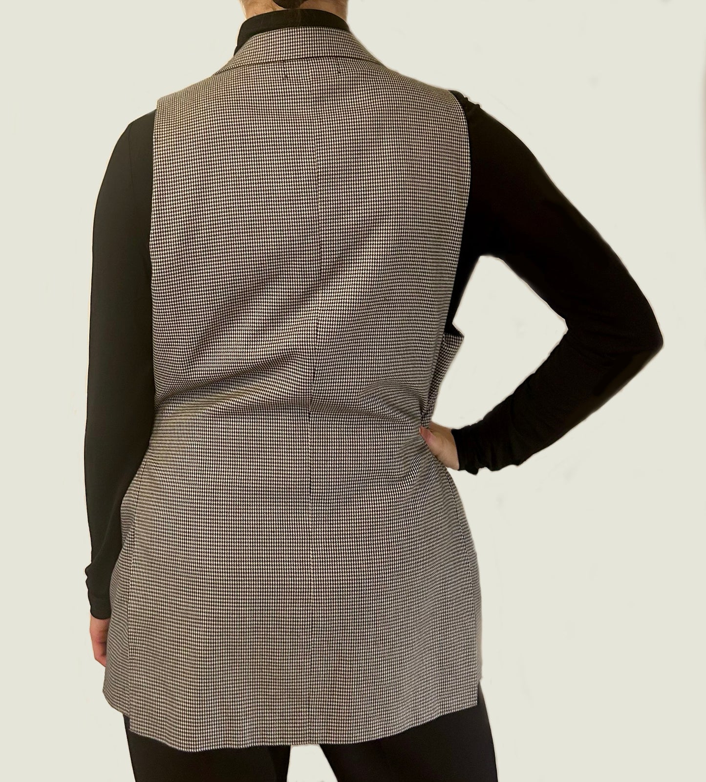 Houndstooth Black & White Double Belted Vest
