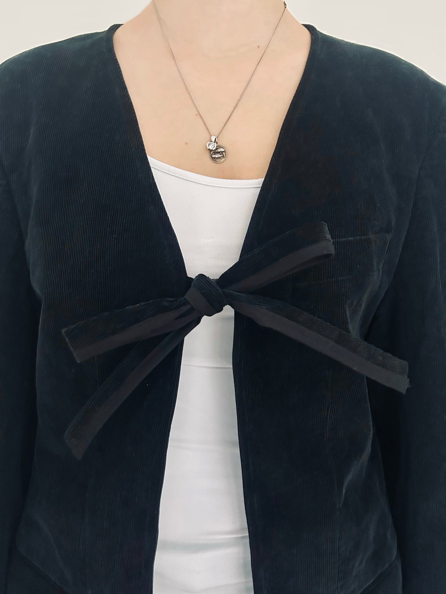 Black Corduroy Bow Jacket