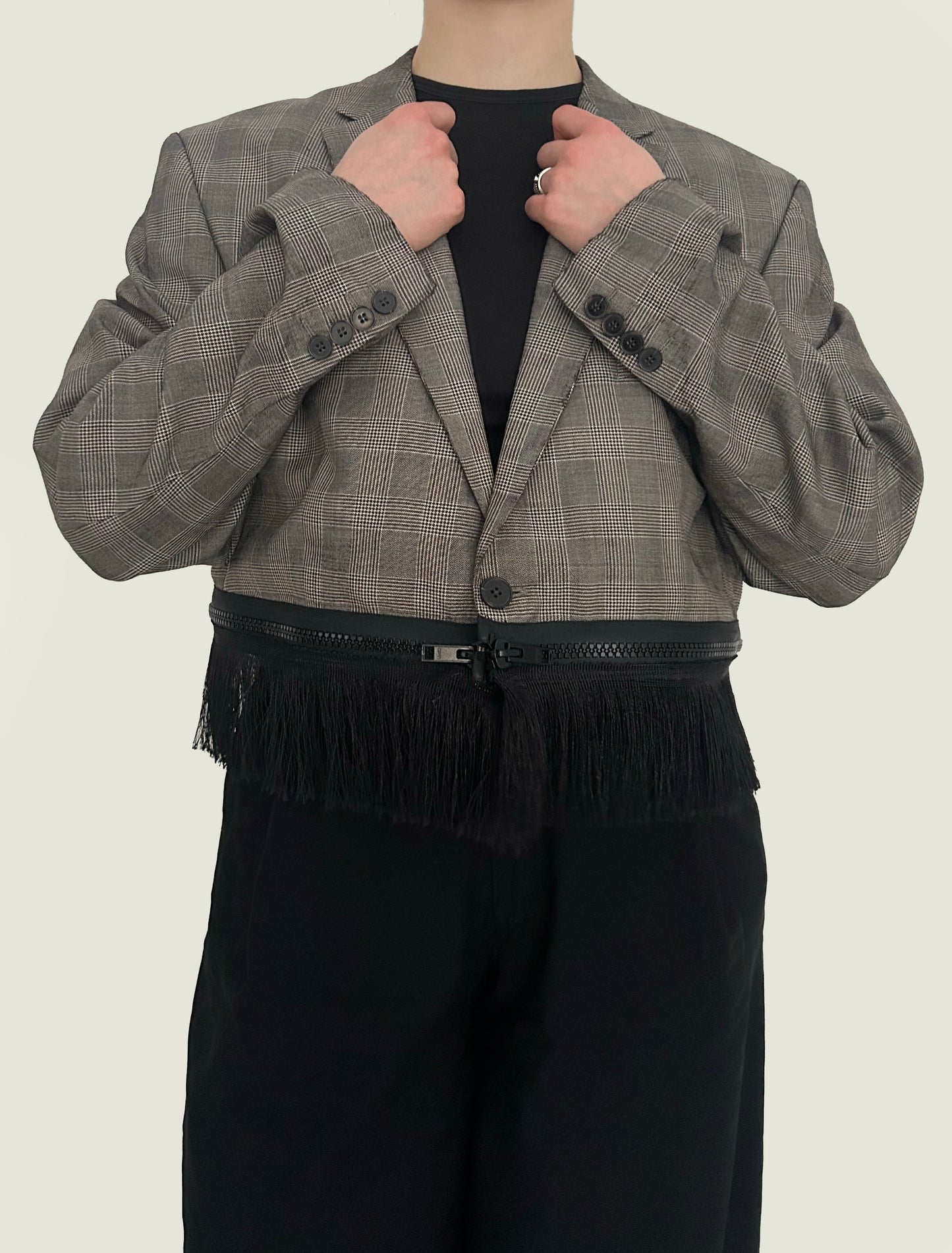 Checkered Fringe Jacket