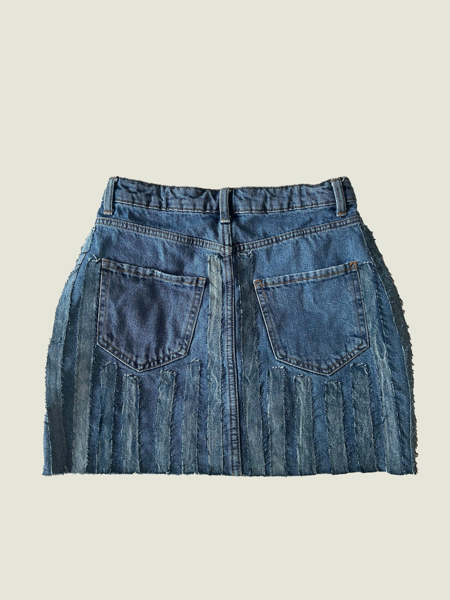 Striped Blue Denim Skirt