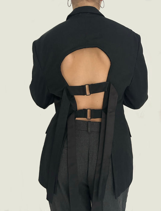 Black Open Back Strappy Jacket