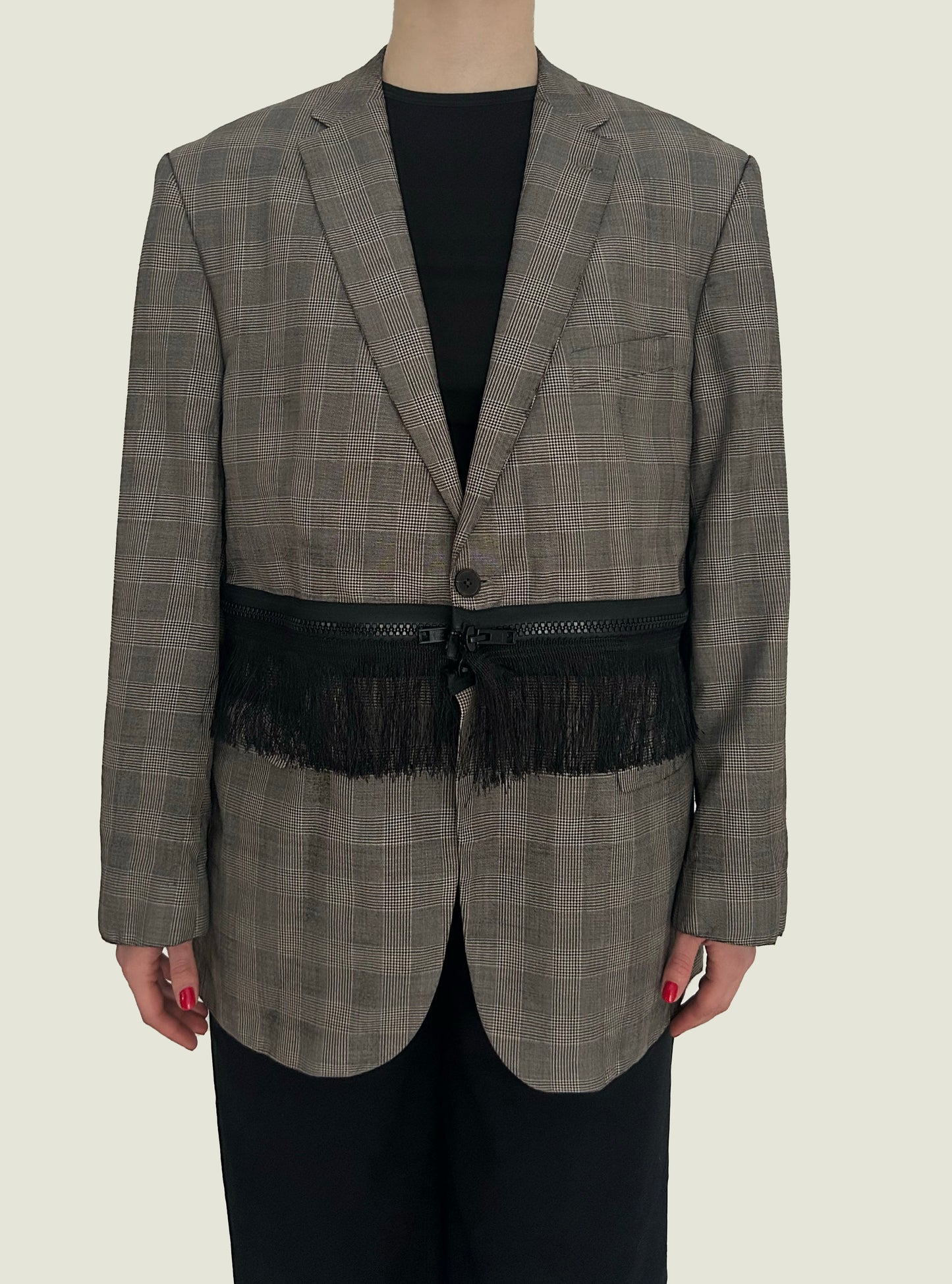 Checkered Fringe Jacket