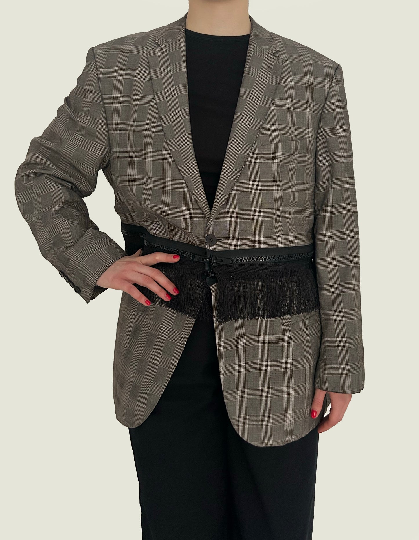 Checkered Fringe Jacket