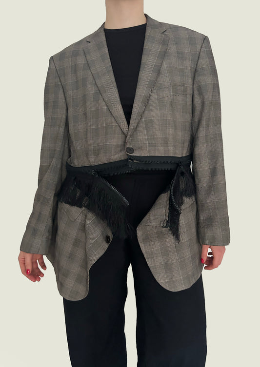 Checkered Fringe Jacket