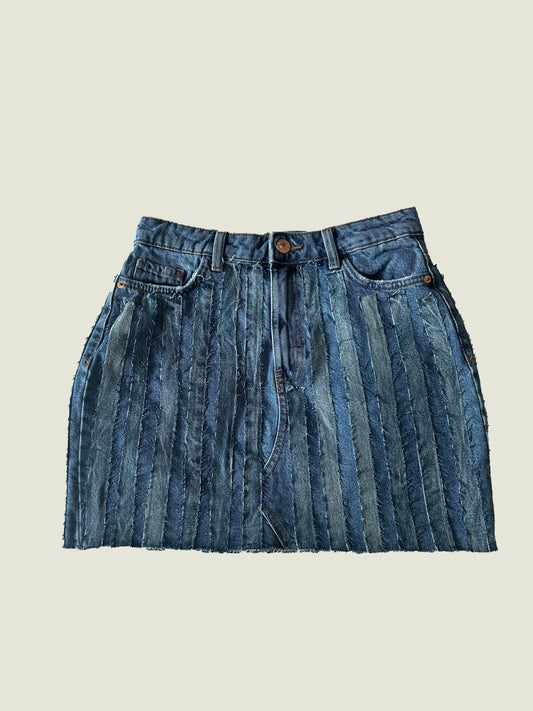 Striped Blue Denim Skirt