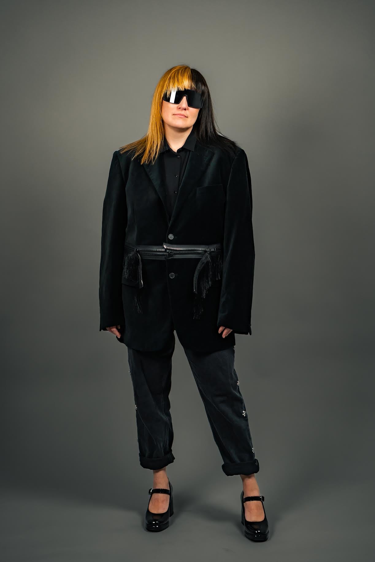 Dark Green Velvet Fringe Jacket